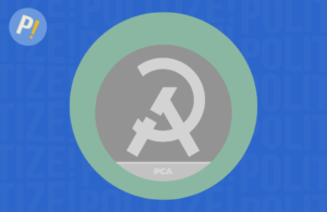 Ilustración del símbolo del Partido Comunista de la Argentina, con la hoz y el martillo y la sigla PCA en el centro, sobre un fondo azul con la identidad visual de Politize!.
