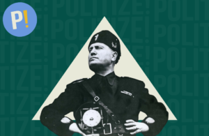 Imagen de capa con Bendito Mussolini representando el fascismo