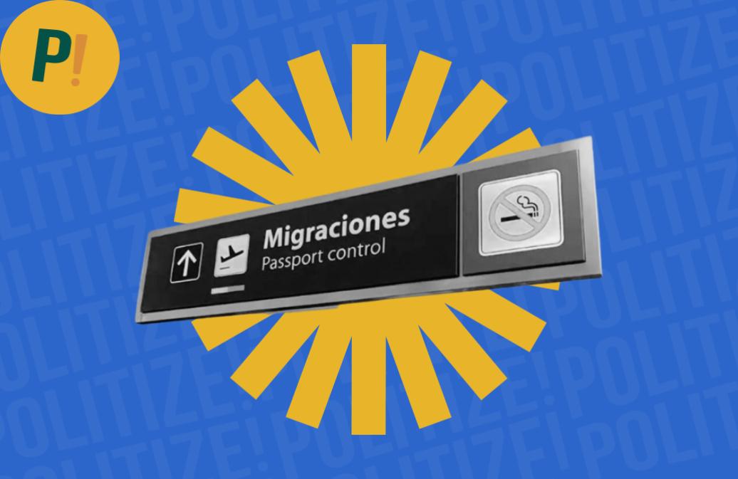 Imagen del cartel de migración en el aeropuerto que representa la migración en Argentina.