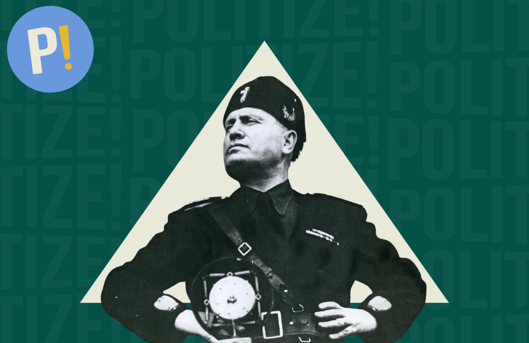 Imagen de capa con Bendito Mussolini representando el fascismo